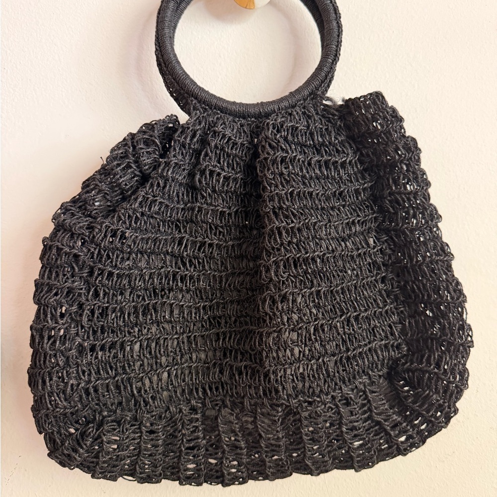 Revue Black and White Zebra pony hair top handle crochet bag - Picture 3 of 3